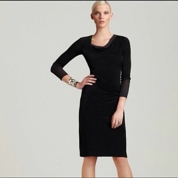 THEORY dress black silk Odettia Horoscope jersey fitted stretch Small - Picture 1 of 8